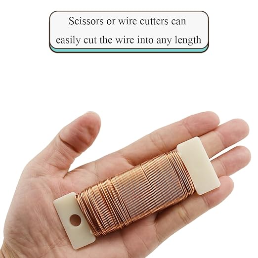 HAHIYO 22Gauge Rose Gold 3Roll Total 115Yards(345Feet) Metal Floral Wire Flexible Paddle Wire for Crafts Christmas Wreaths Tree Flower Arrangement Bouquet Wrapping Wedding DIY