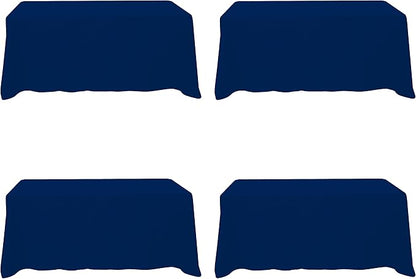 BRILLMAX 4 Pack Navy Blue Tablecloths for 6 Foot Rectangle Tables 90 x 132 Inch - 6ft Rectangular Bulk Linen Polyester Fabric Washable Cloth Cover for Wedding Reception Banquet Birthday Party