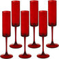 6 Pieces Red Champagne Flutes 6 OZ Straight Sided Wine Glasses Champagne Long Stem Drinking Colored Glasses,Set of 6 Hand Blown Champagne Flutes Goblets for Wedding Cocktail Cups,Cava, Prosecco