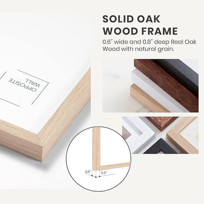 Opposite Wall - 8.5 x 11 in - Natural Solid Oak Wood Picture Frames - Lightweight, Versatile & Shatterproof - Wall Hanging & Tabletop Photo Frame - Office, Gallery & Home Decor