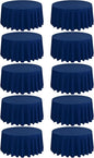 10 Pack Round Tablecloths - 120 Inch, Navy Blue Polyester Table Cover for Round Table, Stain and Wrinkle Resistant Washable Fabric Tablecloth, Polyester Tablecloth for Wedding Banquet Parties