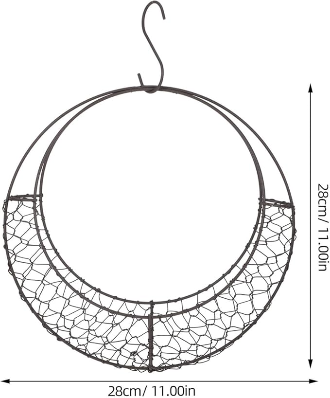 Air Plants Holders Wire Wreath Frame Hanger, 11 inch Moon Shape Wreath Form Hanging Plant Holder Metal Hanging Orchid Planter Plant Basket Holder, Succulent Wire Wreath Frame with Hook