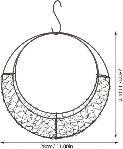 Air Plants Holders Wire Wreath Frame Hanger, 11 inch Moon Shape Wreath Form Hanging Plant Holder Metal Hanging Orchid Planter Plant Basket Holder, Succulent Wire Wreath Frame with Hook