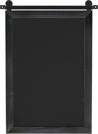 COGOOD Farmhouse Barn Door Mirror - 21 x 30 Rustic Wood Framed Wall Mirror for Bathroom, Living Room, Entryway Wall Decor (Black)