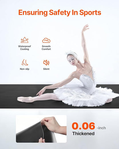 VEVOR Dance Floor, 6.6' x 3' Portable Yoga Mat with Organizer Bag, 1.5 mm Thick Workout Mats, Non-Slip Floor Mats for Practicing at Home, Studios, Stage