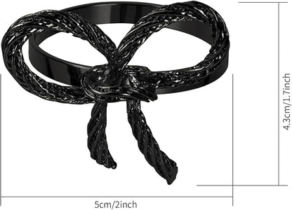 Pack of 6 Napkin Rings Alloy Hollow Out Flower Napkin Holder Dinning Table Napkin Ring for Dinner Parties Wedding Banquet Table Setting Family Gatherings Table Decor（Black，6）