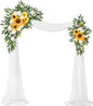 Artificial Wedding Arch Flowers Kit(Pack of 3),2Pcs Artificial Flower Arch Decor,1Pcs Sheer Drape for Wedding Ceremony Arbor for WeddingCeremony (Sunflower Wedding)