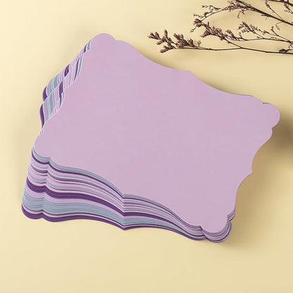 50 Pack Blank Kraft Cards Cardstock Thick Paper Brown Greeting Cards for DIY Gift Card Menus, Baby Shower and Wedding Invitations (Purple, 5 Colors, 5x7IN)