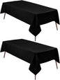 Hiasan 2 Pieces Black Tablecloth Rectangle - Waterproof and Wrinklr Resistant Washable Polyester Fabric Table Cloth for Dining Room and Outdoor Use, 60 x 84 Inch