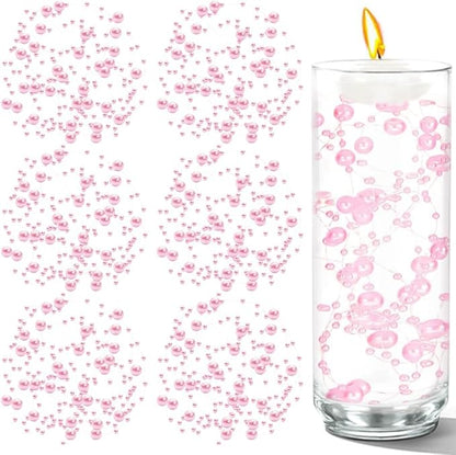 100 PCS Artificial Floating Beads for Centerpieces Vases, Light Pink 8+3mm String Beads for Wedding Party Faux Pearl String for Decorating, String Pearls for Crafts Vase Filler