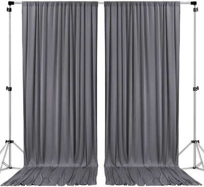 AK TRADING CO. 10 feet x 8 feet IFR Polyester Backdrop Drapes Curtains Panels with Rod Pockets - Wedding Ceremony Party Home Window Decorations - Charcoal