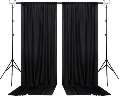 Black Backdrop Curtain for Party, Halloween Backdrop Rod Pocket Photo Drapes Panels Fabric Curtain Backdrop Black Birthday Party Decor for Boys Teens Men,5ft x 8ft, 2 Panels