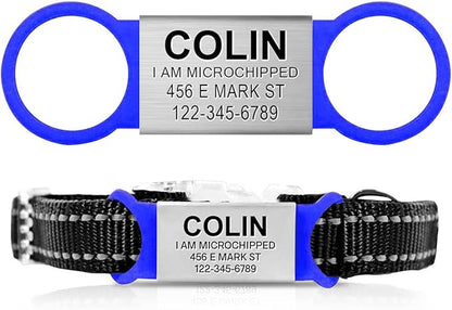 Custom Personalized Dog & Cat ID Tags - Engraved Dog Name, Silent Slide On - Small, Medium, Large Sizes