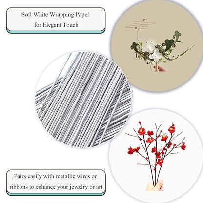 HAHIYO 20Gauge White Paper-Wrapped Metal Floral Wire 14 Inches(36cm), 70 Pack Flexible Paddle Wires Florist Wire Garden Wires for Craft Christmas Wreath Flower Arrangement Bouquet Wrapping Wedding DIY