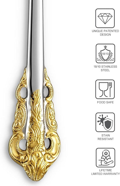 KEAWELL Luxury 6.3" Teaspoons, 18/10 Stainless Steel, Gorgeous Small Spoons, Stirring, Mixing, Sugar, Cake, Dessert Spoons, Mini Antipasto spoons (Gold Accent)