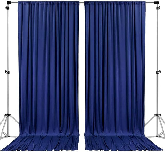 AK TRADING CO. 10 feet x 8 feet IFR Polyester Backdrop Drapes Curtains Panels with Rod Pockets - Wedding Ceremony Party Home Window Decorations - Navy Blue
