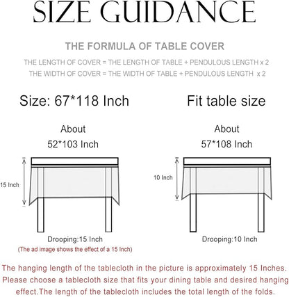 patdrea Designer Linen Rectangle Table Cloth,Vintage Anti-Wrinkle Durable Breathable French Extra Long Tablecloth,Dacorative for Kitchen Dining,Holiday,Christmas,Thanksgiving,67"x118"-Cudillero