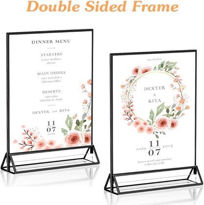 5" x 7" Black Acrylic Sign Holders, 12PCS Wedding Table Numbers Sign Holder, Double Sided Acrylic Black Frame Sign Holders Display Stand for Wedding Table Numbers, Restaurant Sign, Menu, Photo
