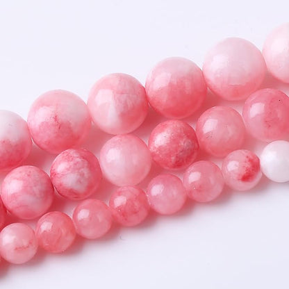 Pink Persian Jade Stone Beads Gemstone Round Crystal Energy Jade Beads Stone Beads for Jewelry Making DIY Bracelet Necklace Jewelry Making 1 Strand 15.5inch 31PCS 12MM