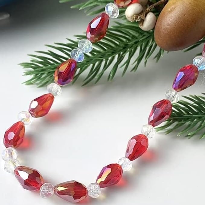 130pcs 6x8mm Teardrop Crystal Glass Beads for Jewelry Making, Faceted Vertical Hole Teardrop Glass Spacer Beads for Wind Chimes Bracelet Earring Necklace DIY Craft(Amber)