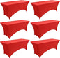 6-Pack 6ft Red Spandex Table Covers for Rectangle Standard Folding Tables - Wrinkle Resistant Stretch Tablecloths - Ultimate Fitted Table Protector for Parties, Trade Shows, Wedding