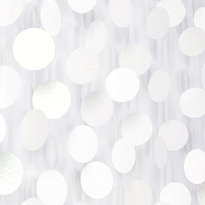 White Glitter Party-Decorations Paper-Garland Streamers - 52ft Birthday Banner Baby Shower Bachelorette Wedding Hanging Supplies Decor Hugfond