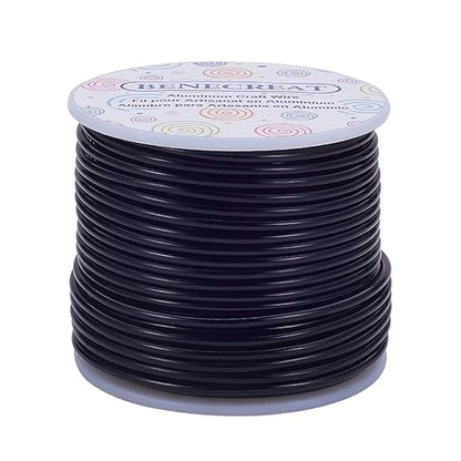 BENECREAT 10 Gauge Jewelry Craft Aluminum Wire 80 Feet Bendable Metal Sculpting Wire for Craft Floral Model Skeleton Making (Black, 2.5mm)