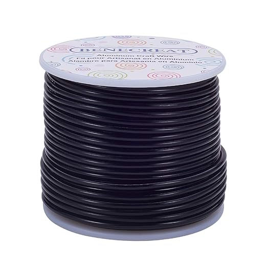 BENECREAT 10 Gauge Jewelry Craft Aluminum Wire 80 Feet Bendable Metal Sculpting Wire for Craft Floral Model Skeleton Making (Black, 2.5mm)
