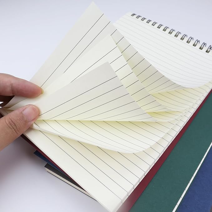 4 Pcs Top Bound Spiral Notebook,8.3 inch x 5.8 inch,60 Sheet,7mm College Ruled Paper,A5 Spiral Note Pads Memo Lined Notebook Journal for School and Office Supplies (4 Colors)