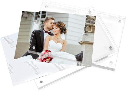 Magicool Premium Acrylic Photo Frame- Magnet Photo Frame -Double Sied Thick Desktop Frames (5x7 5 Pack)