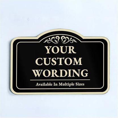 Custom Decorative Outdoor Metal Sign - Personalized Aluminum Driveway Sign, Waterproof, Made in USA - Design 1 Black Charcoal 36x24 In