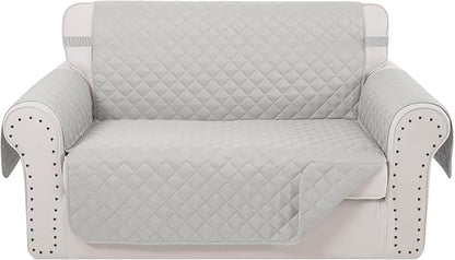 Reversible Loveseat Sofa Covers Couch Cover Furniture Protector(Loveseat Small,Light Grey/Light Grey)