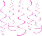 Hot Pink Party Hanging Swirl Decorations Plastic Streamer for Ceiling, Pack of 28