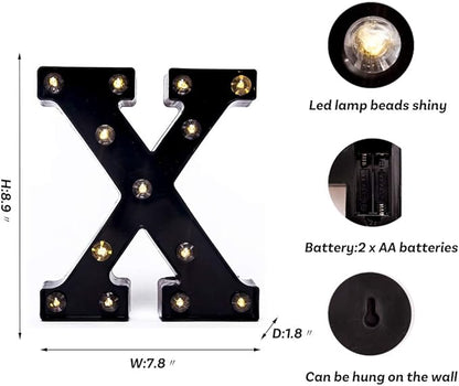 Foaky Black LED Marquee Number Lights Sign Light Up Marquee Number Lights Sign for Night Light Wedding Birthday Party Battery Powered Christmas Lamp Home Bar Decoration