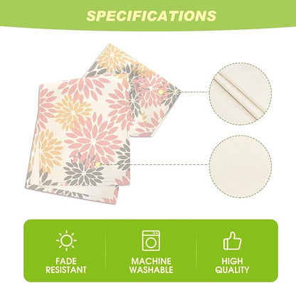Artoid Mode Pink Dahlia Floral Pinnata Summer Table Runner, Spring Kitchen Dining Table Decoration for Home Party Decor 13x36 Inch
