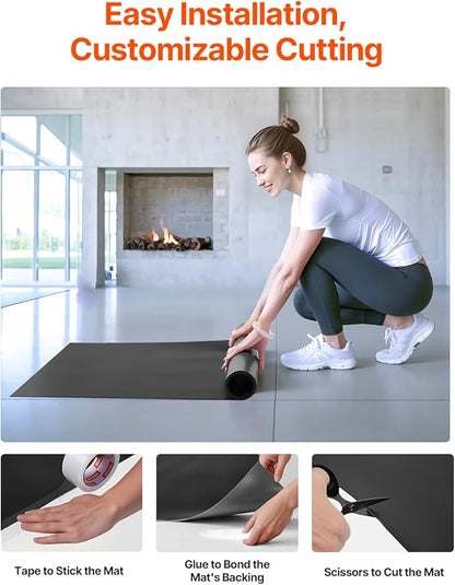 VEVOR Dance Floor, 6.6' x 3' Portable Yoga Mat with Organizer Bag, 1.5 mm Thick Workout Mats, Non-Slip Floor Mats for Practicing at Home, Studios, Stage