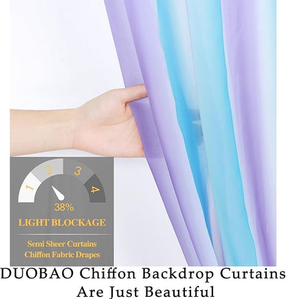 DUOBAO Sheer Curtains for Girls Bedroom, Light Filtering Purple Rod Pocket Drapes - 2 Panels 29x120 Inches, Mermaid Design