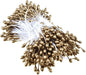 HAHIYO 700pcs 3mm Gold Pearl Double Heads Flower Pistil Hand-Made Artificial Flower Parad National Pearlized Floral Stamen for Scrapbook Decoration