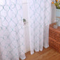 Embroidery Sheer Curtains Blue 95 Inches Long, Window Treatments Rod Pocket Drapes for Living room, Bedroom, Wave Diamond Crinkle Voile Curtain Panels for Yard, Villa, Parlor, Set of 2, 52"x 95".