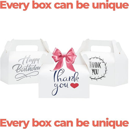 UnicoPak 30 Pack White Gable Treat Boxes Party Favor Boxes for Goodie Snacks Cookie Candy Toys Birthday Party Wedding Shower Holidays 6.5x3.5x4 Inches