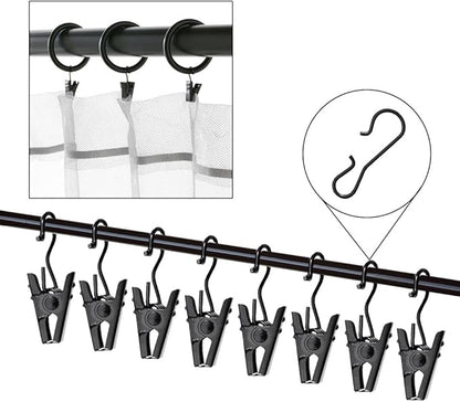 JANYUN 120 Pack Clip Hook Set Stainless Curtain Clips for Curtain Photos Home Decoration Art Craft Dispaly Hang Clip (Black)