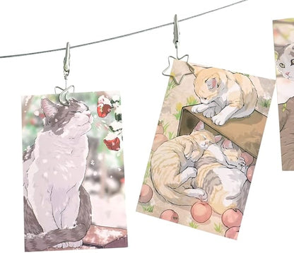 TFu Wall Hanging Photo Display, DIY Picture Photo Frame String with 12 Clips for Hanging Photos Notes and Artworks (Moon & Star)
