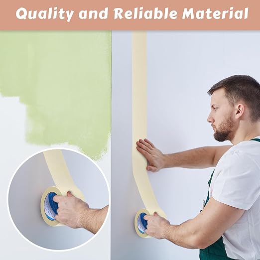 Masking Tape Bulk General Purpose Masking Painting Tape 55 Yards for Painting Home Office School Stationery Arts Crafts Basic Use, Easy Removal(6 Rolls,3 Inch)