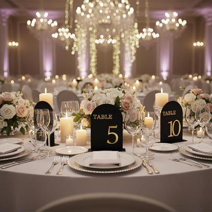 Arch Wedding Table Numbers 1-20 with Stands, 5" X 7" Double Sided Acrylic Wedding Sign Holders, Durable Non-Fading Table Number for Wedding Reception, Events, and Centerpieces