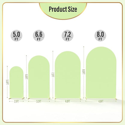 LEBENGURU Upgraded 6FT Wedding Arch Cover, Green Spandex Fitted Arch Backdrop Cover, Round Top Chiara Stand Covers for Birthday Party Baby Shower Banquet Balloon Décor