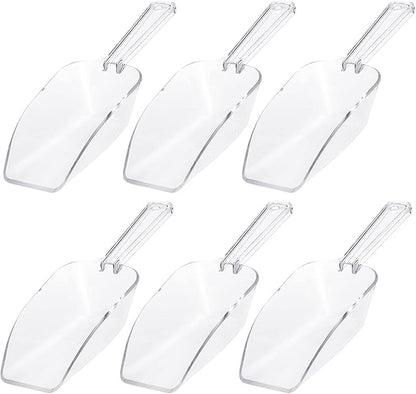 Ice Scoop Candy Buffet Containers Scoopers, Hmxpls Clear Plastic Scoop for Popcorn Cookie Candy Buckets, Podpocket Acrylic Large Scoops for Parties Wedding Bar Jars Freezer Dry Goods （6 Pack 7.5 In ）