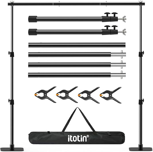 Pipe and Drape Backdrop Stand Kit, 6.5ft x 10ft Adjustable Photo Background Stands with Metal Flat Base for Photography, Birthday Parties, Wedding, Video Studio