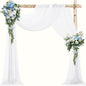 VOK White Wedding Arch Draping Fabric Chiffon Fabric, 29in x 18Ft Sheer Chiffon Outdoor Curtain for Wedding Ceremony Birthday Party Decoration (White,1 Panel)