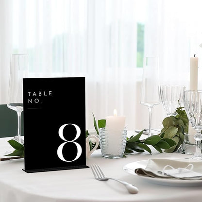 JINMURY Black Wedding Table Numbers 1-20 with Stands, 5"x7" Black Acrylic Table Numbers with White Font, Perfect for Wedding Party Reception(1-20, 5"x7")