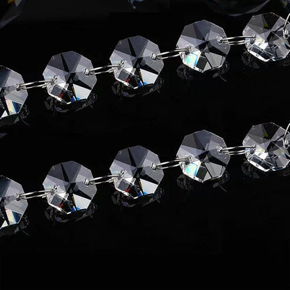 16FT Clear Crystal Glass Garland Strands,Hanging Chandelier Bead Chain,Hanging Ornament String Decorations for Centerpiece,Christmas Tree,Wedding, Party,Celebration